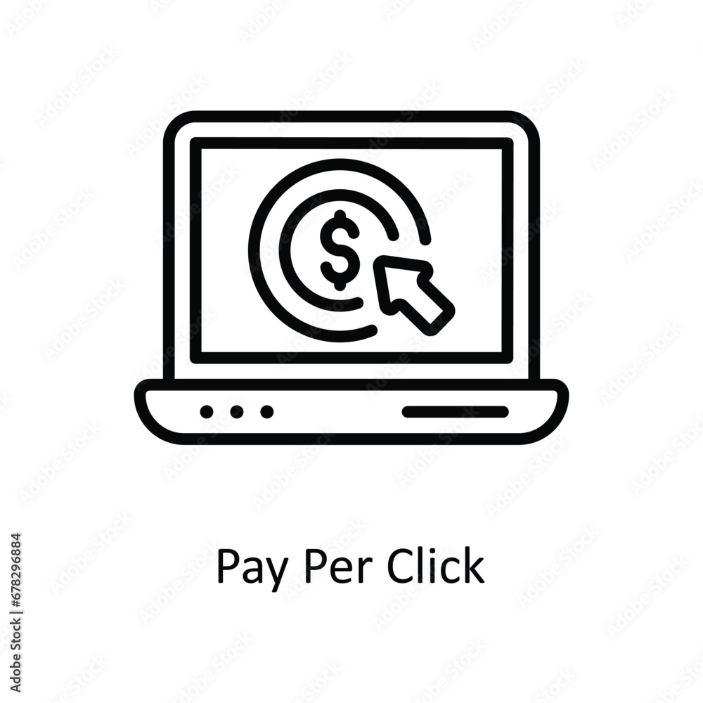 Poster pay per click vector outline icon design illustration. business and management symbol on white backg