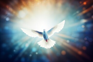 Fototapeta premium white dove of peace flying in the sky. Hope for peace concept illustration.