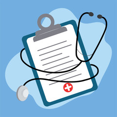 Medical history wrapped on a stethoscope Vector