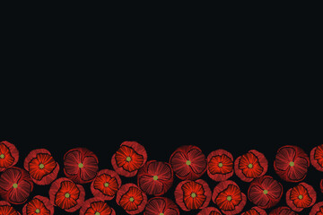 Red poppy remembrance memorial veterans background vector illustration.  - obrazy, fototapety, plakaty