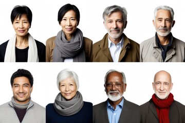 Fototapeta premium A diverse and cheerful group of adults in a portrait collage, reflecting happiness, teamwork, and positive diversity.