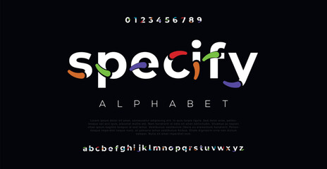 Specify Abstract sport modern alphabet fonts. Typography technology electronic sport digital game music future creative font. vector illustration - obrazy, fototapety, plakaty
