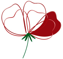 Poppy flower on red base color
