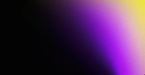 Yellow purple vibrant grainy banner background abstract color flow wave dark noise texture cover poster design copy space