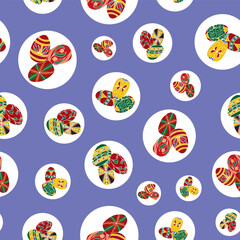 White Dots and Clusters of Colorful Ukrainian Easter Eggs Scattered on a Blue Background Create this Vector Seamless Repeat Pattern Design