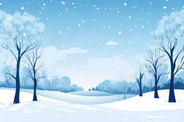 Winter landscape with trees and snow, background for winter poster. Generative AI