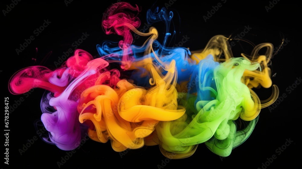 Poster vibrant and swirling colorful smoke background creating a mesmerizing and dynamic visual display. pe