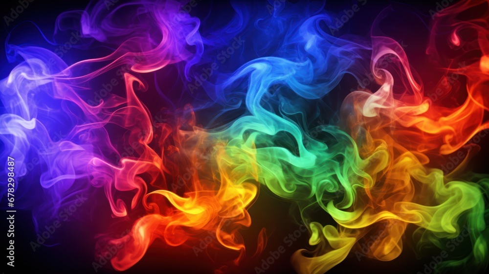 Poster vibrant and swirling colorful smoke background creating a mesmerizing and dynamic visual display. pe