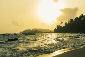 Sunset in Mirissa, southern beach of Sri Lanka.