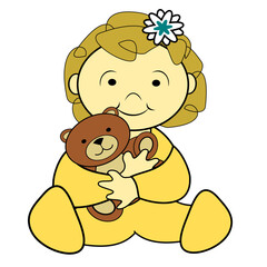 Toddler girl holding teddy bear