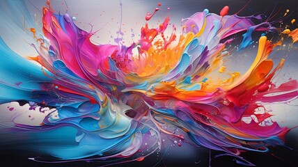 abstract, beautiful canvas artwork, stunning amazing detail, colorful, splash color, generated by AI - obrazy, fototapety, plakaty
