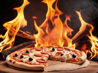Foto op Plexiglas Tempting Spicy Pizza Pictures That Will Ignite Your Cravings, Generative AI © Graphic EngineerBD