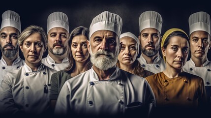 a group of people wearing chef hats - obrazy, fototapety, plakaty