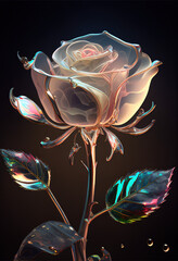 Delicate rose made of opal. AI generated