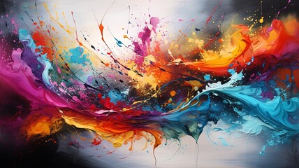 abstract, beautiful canvas artwork, stunning amazing detail, colorful, splash color, generated by AI. High quality photo - obrazy, fototapety, plakaty
