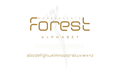 FOREST Modern abstract digital alphabet font. Minimal technology typography, Creative urban sport fashion futuristic font and with numbers. vector illustration.
