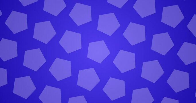 Abstract Blue color background of rotating Pentagon polygon aligned in a line where each lines are moving in opposite direction. Rotating star pattern Seamless looped abstract motion graphics backgrou