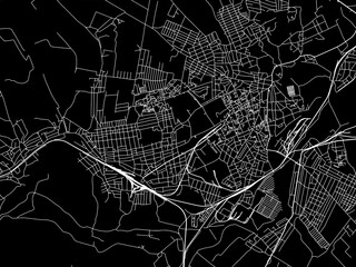 Vector road map of the city of Sloviansk in Ukraine with white roads on a black background.