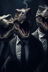 Keuken spatwand met foto A group of dinosaurs dressed in formal suits and ties. This image can be used to represent concepts such as corporate world, professionalism, or even humor © Fotograf