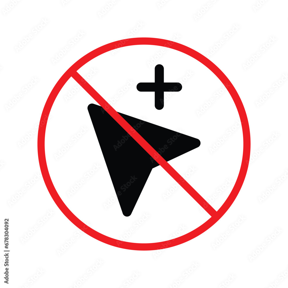 Poster forbidden cursor icon. prohibited arrow vector icon. no cursor symbol pictogram. warning, caution, a