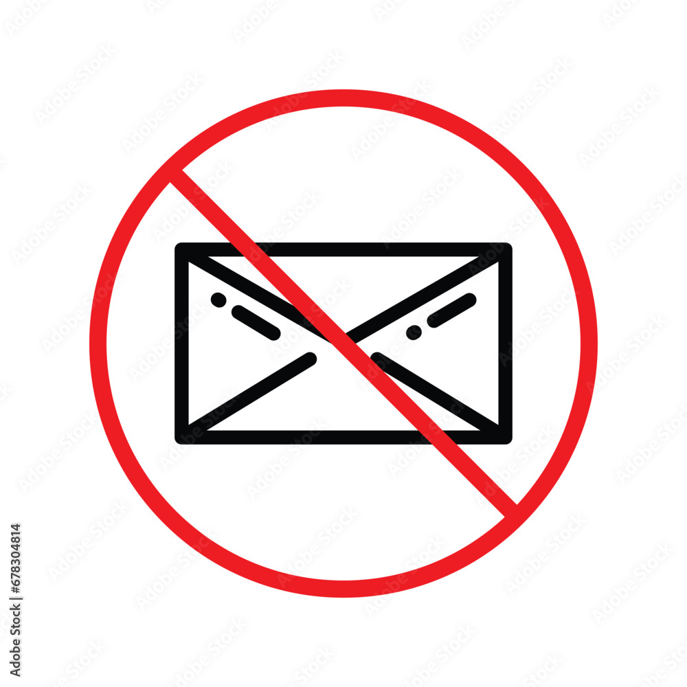 Poster no envelope icon. forbidden mailing icon. no email vector sign. prohibited mailing vector icon. warn