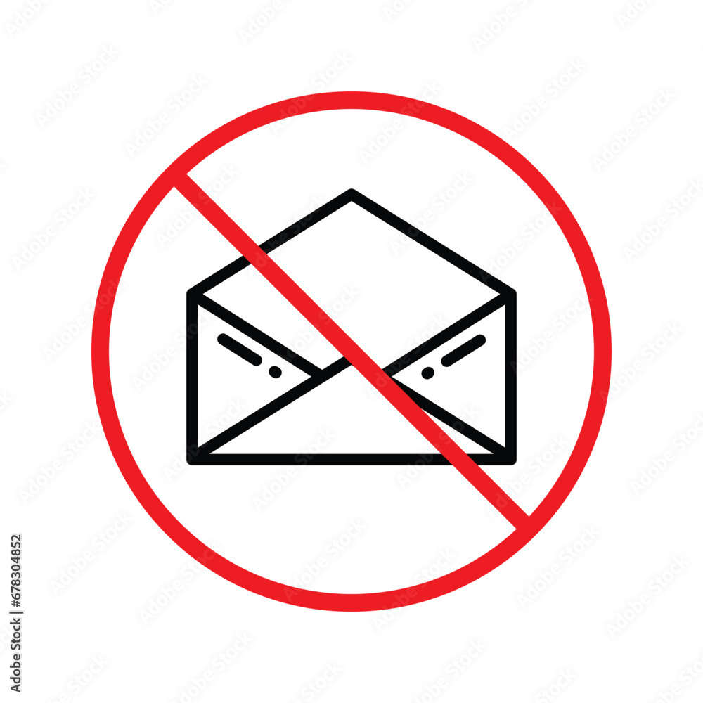 Poster no envelope icon. forbidden mailing icon. no email vector sign. prohibited mailing vector icon. warn