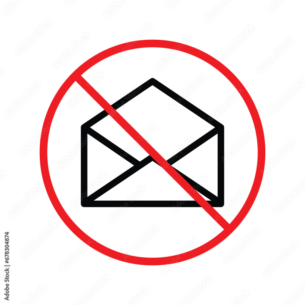 Poster no envelope icon. forbidden mailing icon. no email vector sign. prohibited mailing vector icon. warn