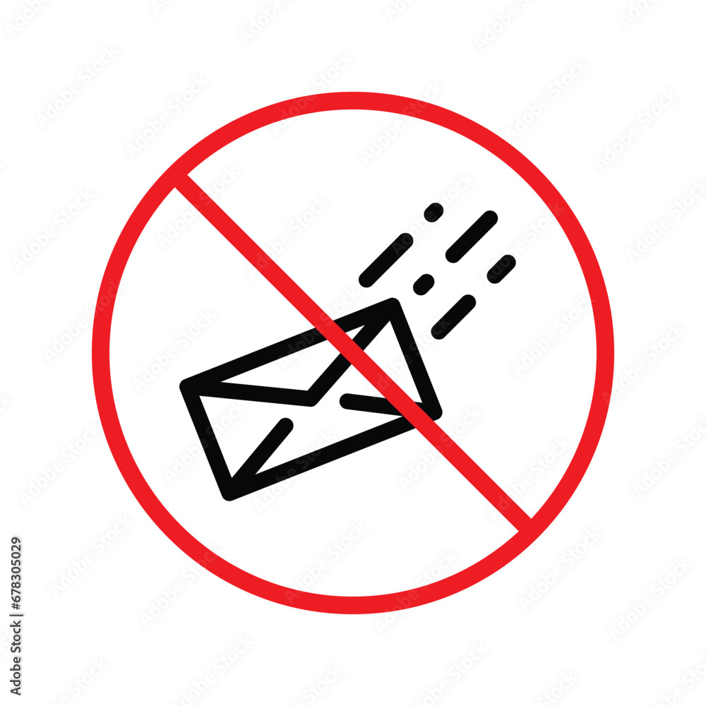 Poster no envelope icon. forbidden mailing icon. no email vector sign. prohibited mailing vector icon. warn