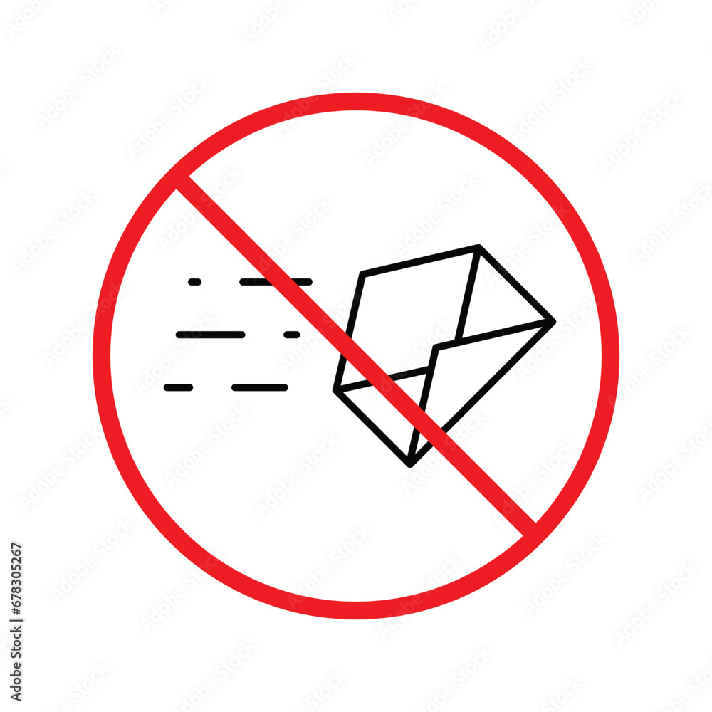 Poster no envelope icon. forbidden mailing icon. no email vector sign. prohibited mailing vector icon. warn