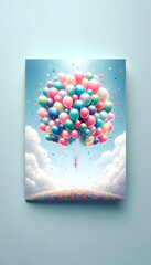 Celebratory Balloon Bouquet. Birthday Card Template.