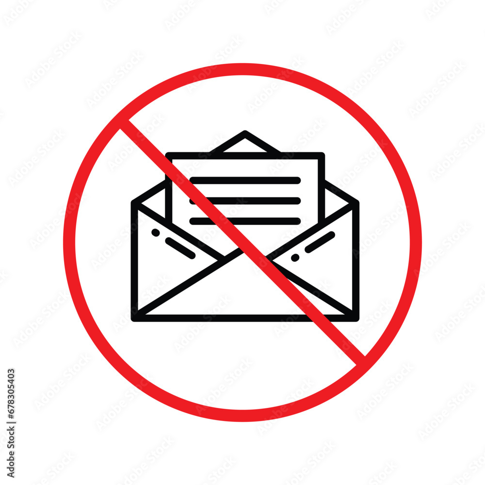 Poster no envelope icon. forbidden mailing icon. no email vector sign. prohibited mailing vector icon. warn