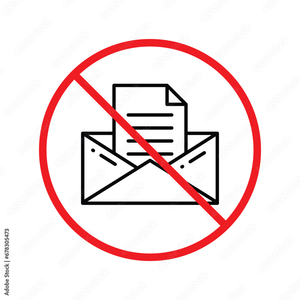 Poster no envelope icon. forbidden mailing icon. no email vector sign. prohibited mailing vector icon. warn