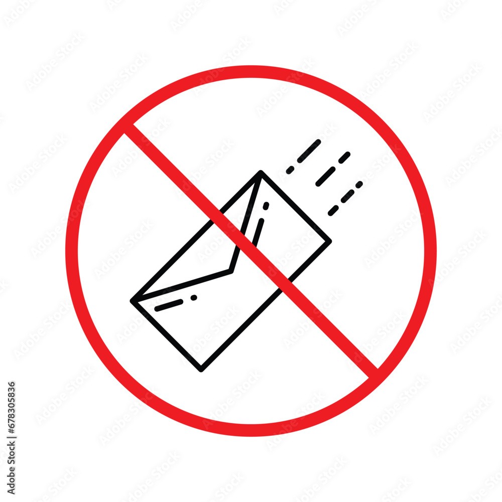 Poster no envelope icon. forbidden mailing icon. no email vector sign. prohibited mailing vector icon. warn