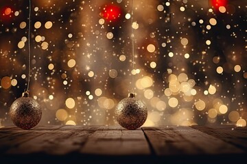 christmas background with baubles and snowflakes