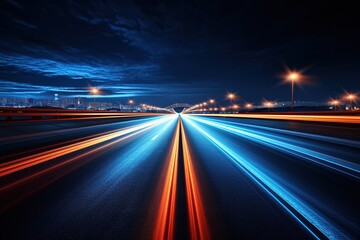 car light trails on the street, Long Exposure Effect, Ai Generated