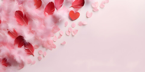 Love banner for Valentines day - Pink and red hearts design