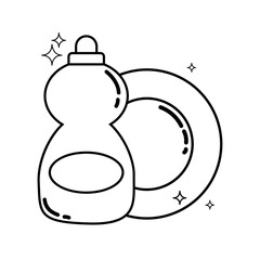 Obraz premium Isolated dish plate with soap bottle icon Vector