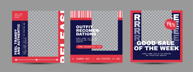 Modern urban futuristic streetwear fashion design for social media post template