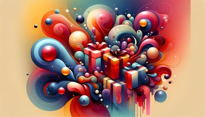 Vibrant Abstract Christmas Gifts Explosion