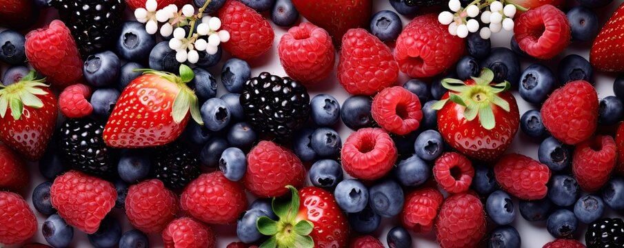 Fresh Strawberries And Fruit On A White Background Generative AI