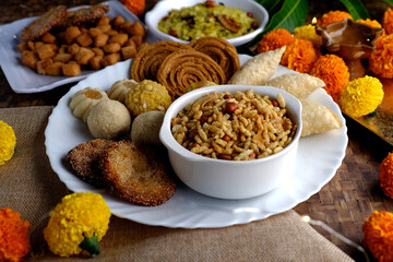 Diwali snacks Diwali faral, Diwali Special sweet and salty snacks, Festival snacks from Maharashtra, India.