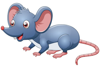 Cute mouse cartoon on white background. Vector illustration.