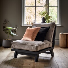 armless accaisional chair with a comfy looking seating