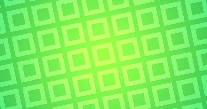 Abstract parrot green color background of square rings aligned in a line where each lines are moving in opposite direction.Square outline pattern Seamless looped abstract motion graphics background.