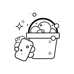 Isolated sponge and bucket with bubble icon Vector
