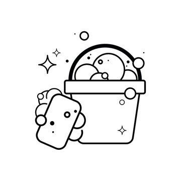 bucket of suds with sponge clip art preview