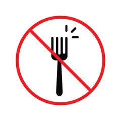Forbidden Prohibited Warning, caution, attention, restriction label danger, ban. Do not use Fork vector icon. Fork flat sign design. Fork symbol pictogram UX UI