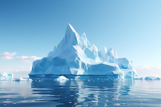 Iceberg in the ocean, 3D illustration, Ai Generated