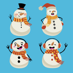 Collection set of cartoon snowman