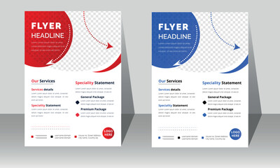 Flyer Design Templet, Vector With Red color and Blue color